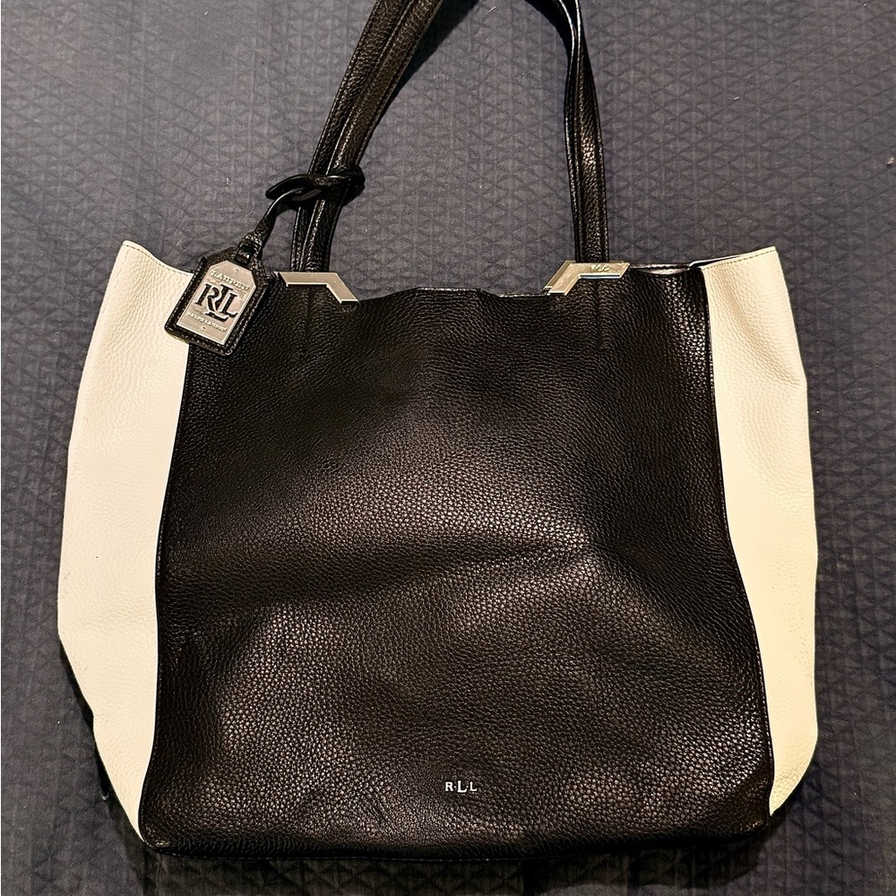 LAUREN by RALPH LAUREN, Black & White Women's Tote